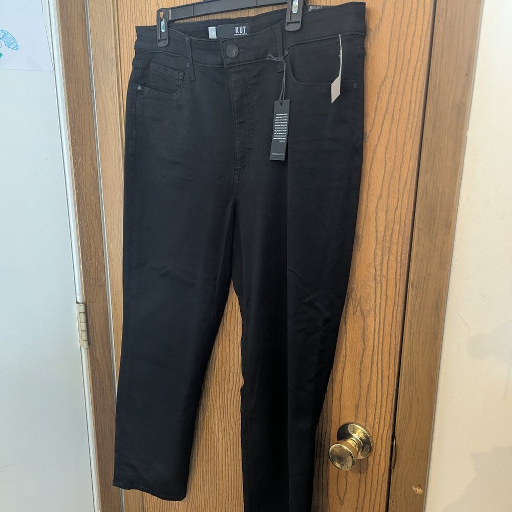 NWT KUT from the Kloth High Rise Naomi Girlfriend Straight Leg Black Pants-16